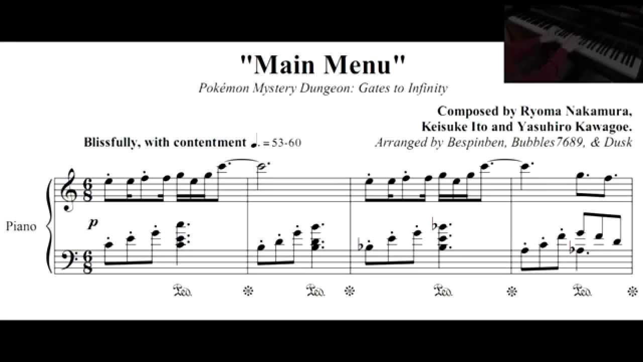 PMD Gates to Infinity: "Main Menu" - (Piano Sheet Music)