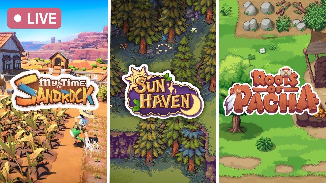 🔴 My Time at Sandrock, Sun Haven & Roots of Pacha | Triple Treat 🍭