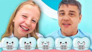 بابا يخبر ناستيا بأهمية تقويم الأسنان! فيديو تعليمي للأطفال