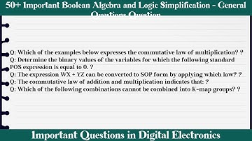 MCQ Questions Boolean Algebra and Logic Simplification - General Questions with Answers