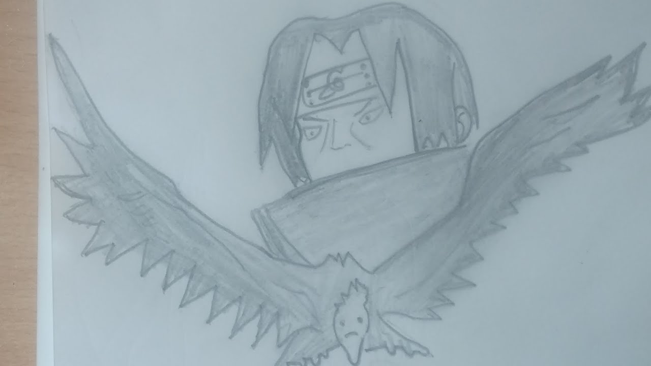 Easy drawing Itachi uchia and crow // easy drawing for beginners