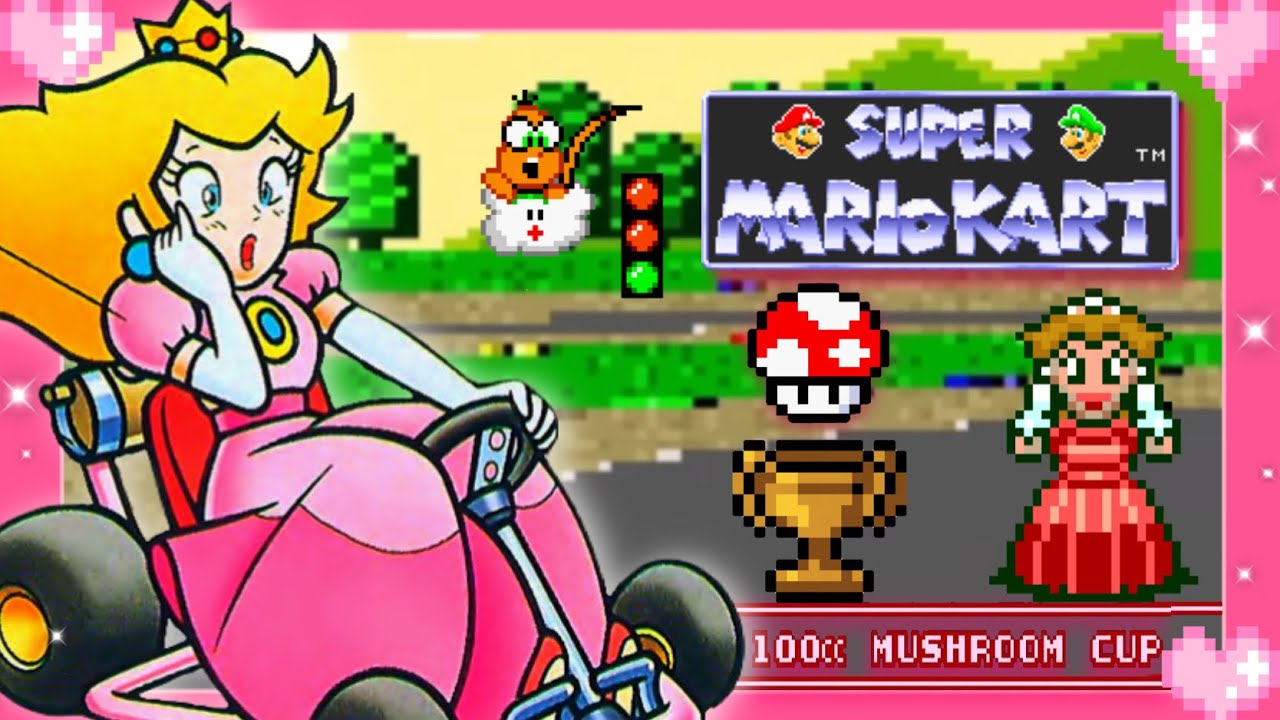 💗 Super Mario Kart (100cc Mushroom Cup) Peach Gameplay 💗