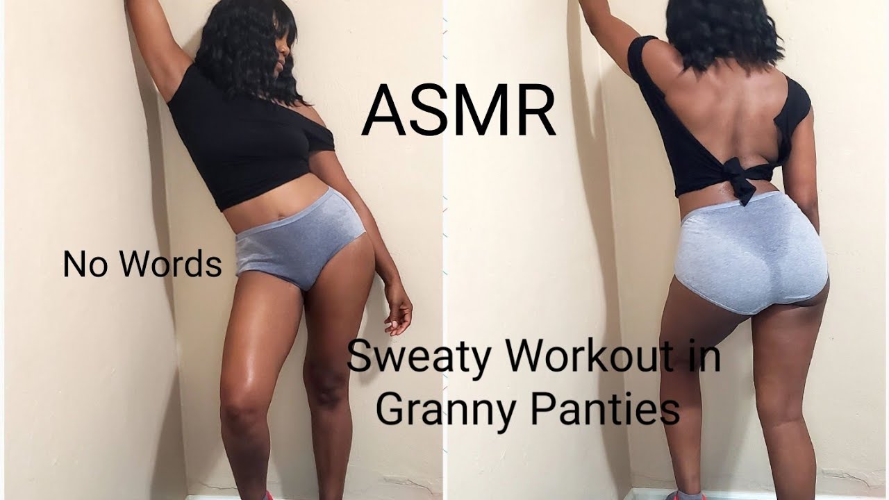 ASMR No Words. Sweaty Full Body Workout T-shirt and Granny Panties