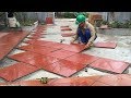 Construction Plans - Install Ceramic Tiles Red On Yard, Traditional Techniques Craft Skills