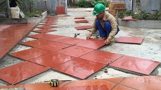 Construction Plans - Install Ceramic Tiles Red On Yard, Traditional Techniques Craft Skills