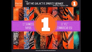 DIGITAL PAPER Bundle - Gothic Galactic Smokey Orange Tangerine - Digital Papers Pack 12