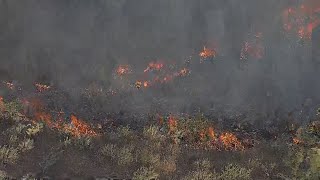 Aerial look at East Desert Fire burning near Cave Creek