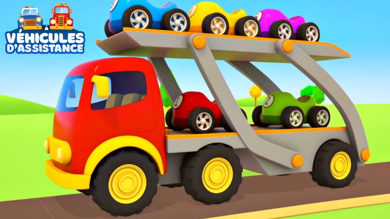 Dessin Anime Pour Enfants Des Vehicules D Assistance Voitures De Course Numerotees Youtube