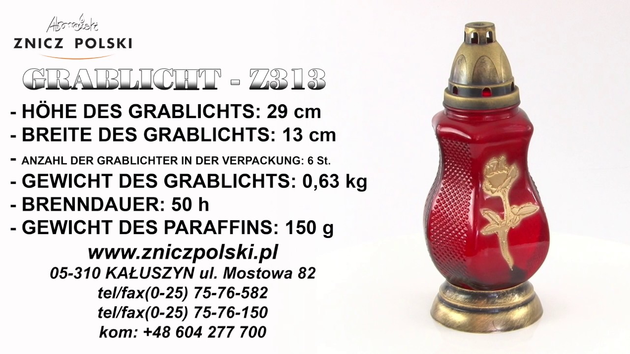 Grablicht klassisch Z313 - Grablichter Neuheiten - Grablicht für Trauerfeier