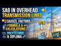 Sag in Overhead Transmission Lines | Causes, Factors, Formula & Calculations | Polytechnic & Diploma
