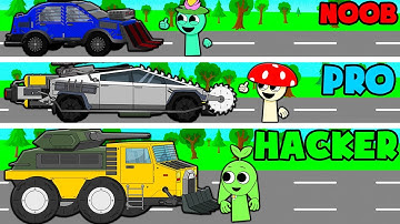 NOOB VS PRO VS HACKER! SPRUNKI UPGRADE CARS FOR ZOMBIE APOCALYPSE SURVIVAL! Cartoon Animation