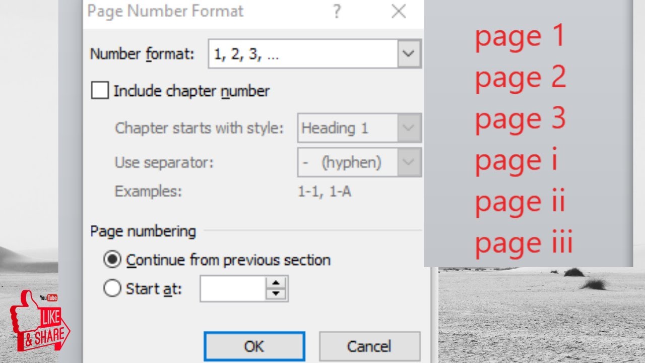 microsoft word different page numbers in different sections