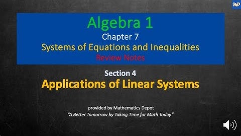 Algebra 1 7 4 Applications of Linear Systems