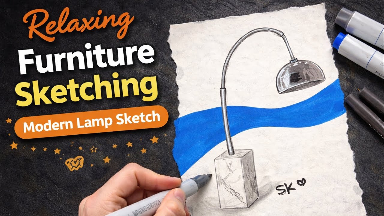 Relaxing Furniture Sketching with Pen & Marker | Calm Piano Drawing Ambience