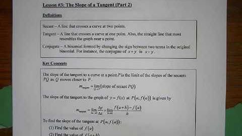 Grade 12 Calculus - The Slope of a Tangent (Part 2)