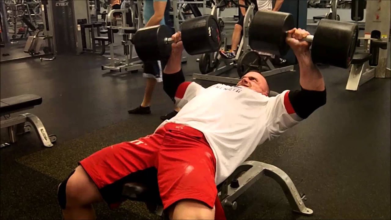 stephen king Doug Miller Natural Pro low incline dumbell press 150x5 drop to 110x10