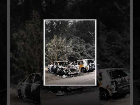 مشهد صادم لسيارات محروقة بالكامل في وضح النهار   