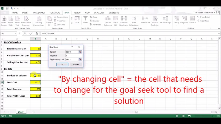 Using Goal Seek Tool for Breakeven Analysis in Excel