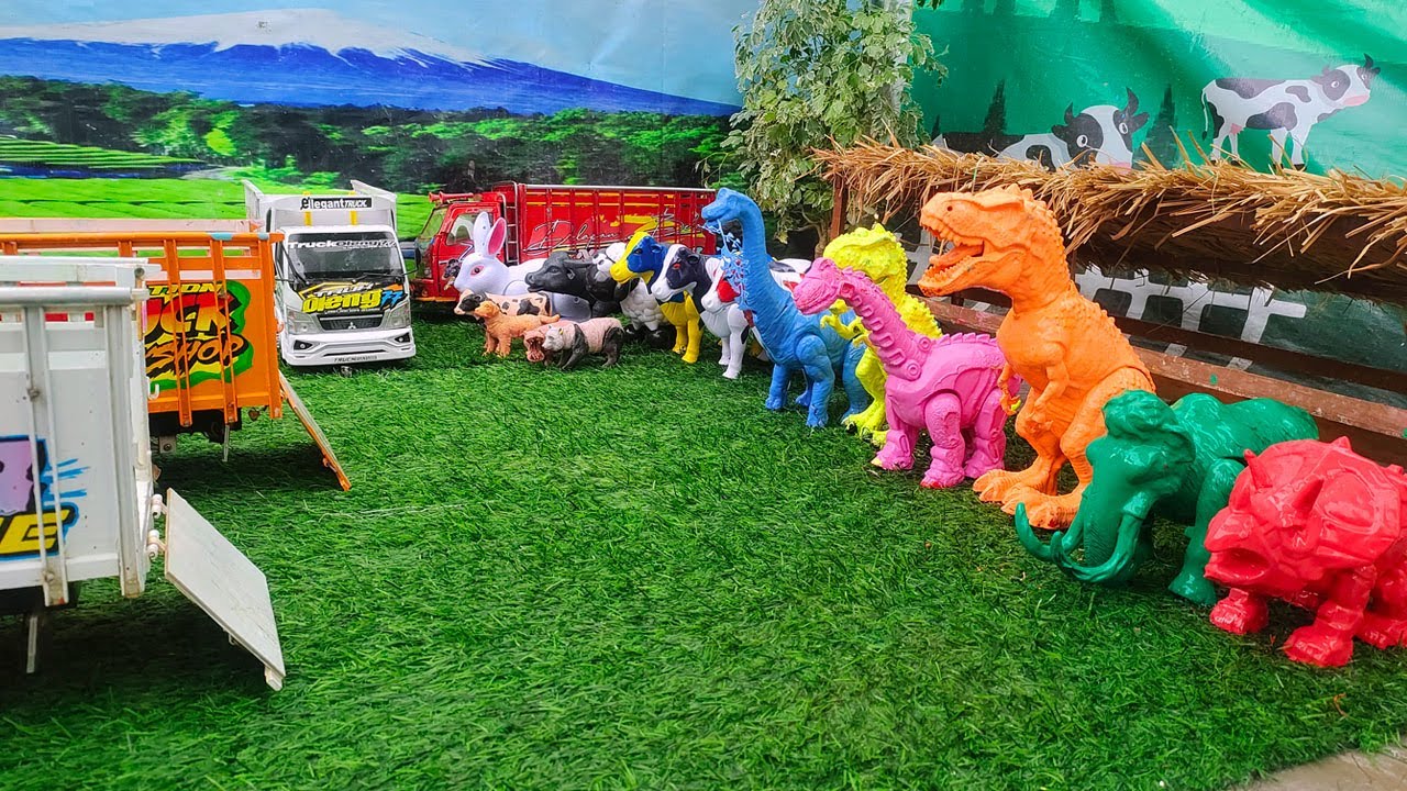 Mantul Truk Oleng Angkut Induk, Sapi, Dinosaurus, Kelinci, Panda, Kerbau Berlumpur