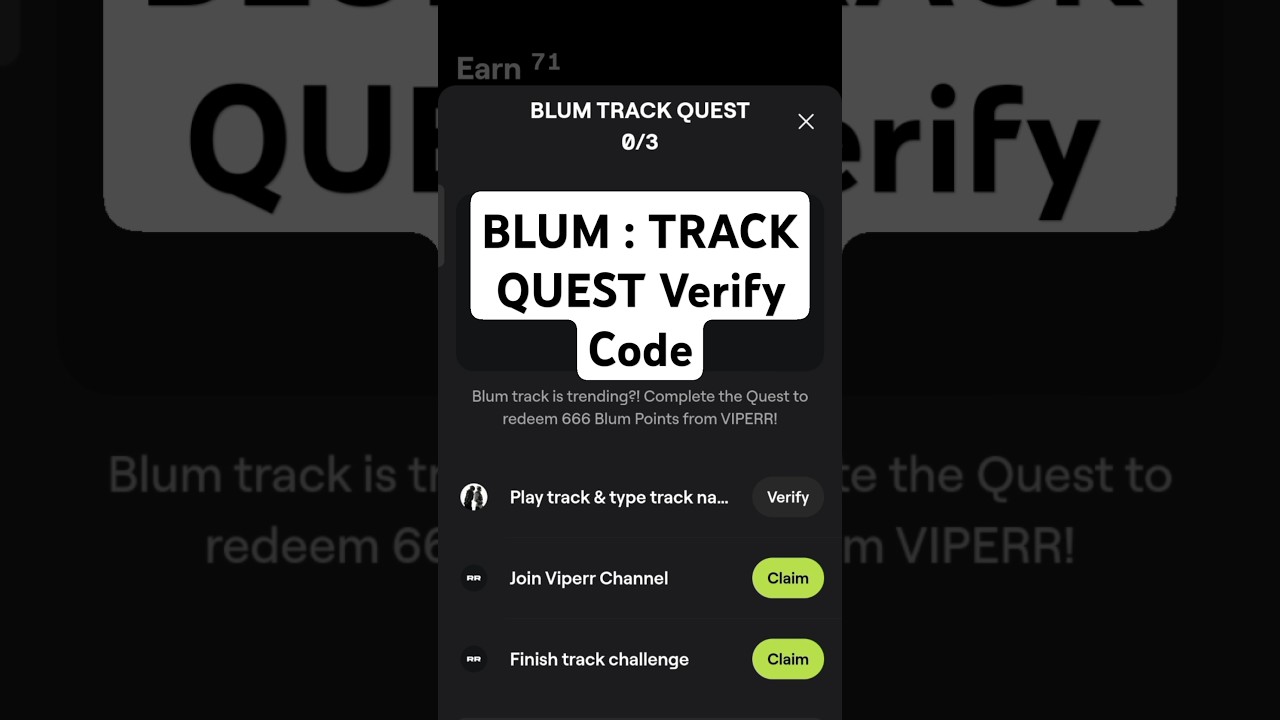 BLUM TRACK QUEST Verify Code | Play track & type track name verify code Today | 