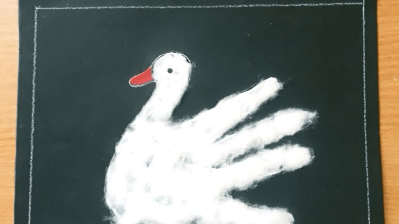 Swan drawing Cotton pasting activity Easy drawing for kids