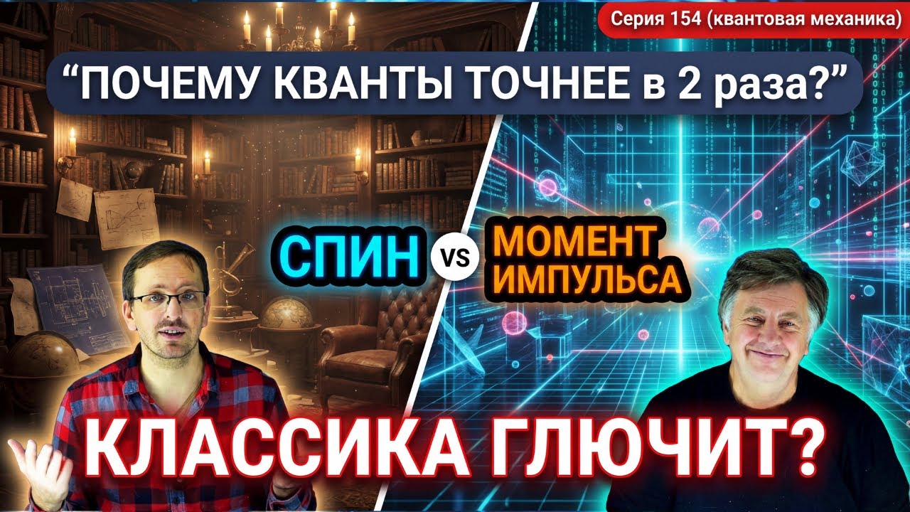 154. Момент импульса в квантах точнее в 2 раза. От волчка до коммутаторов. Опыт Эйнштейна-де Гааза.