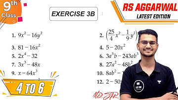 Rs Aggarwal Class 9 | Exercise 3B Q. 4-6 | Chapter 3 Factorisation of Polynomials | Md Sir Class 9