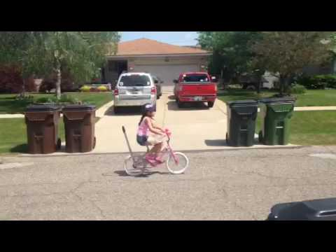 Bella Clark learning to ride bike