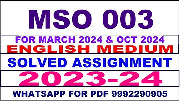mso 3 solved assignment 2023-24 | mso 3 solved assignment in english 2024 | mso 3 2024