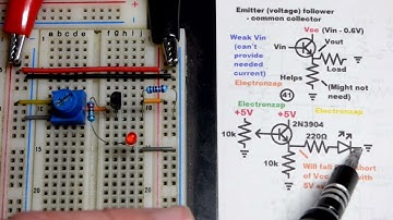 NPN BJT Emitter Follower transfers a weak signals Voltage to a load with a 600mV drop