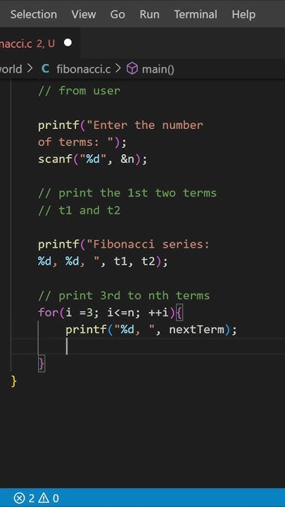 C Programming-C Program to Display Fibonacci Sequence - YouTube