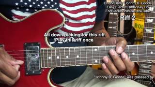 How To Play Chuck Berry Johnny B. Goode 2 Easy Electric Guitar Riffs#2 @EricBlackmonGuitar