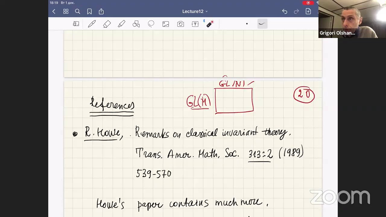 G.Olshanski -- Representations of classical groups and related topics -- 01