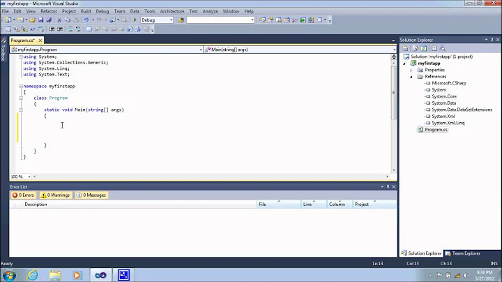 how to write a console application in visual studio 2010