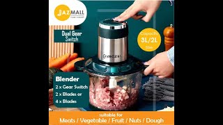 HEAVY DUTY STAINLESS STEEL MIXER & BLENDER Meat Grinder Chopper Food Processor with 4 Blades