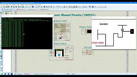 ZUMO Robot simulation in Proteus with SD Card interfacing for recording the path.