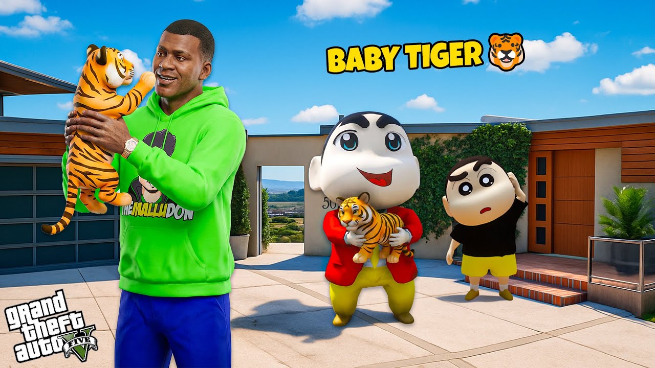 Franklin & Shinchan Found a Baby Tiger 🐯❤️ | GTA 5 Malayalam