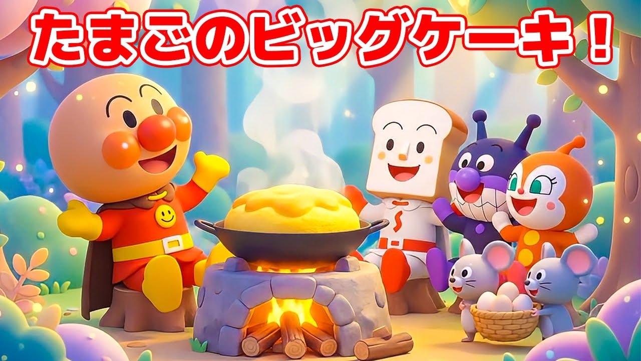 アンパンマン＆ぐりとぐらといっしょに 🥚🍰🌲 もりでチャレンジ！🎶 たまごのビッグケーキ・こどもむけ音楽・にほんのわらべうた🎶#Anpanman #アンパンマン #GuriAndGura #ぐりとぐら