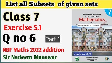 Class 7 Exercise 5.1 Q no 6 NBF Maths Ex 5.1 Federal  Maths Equal  sets Sir Nadeem Munawar