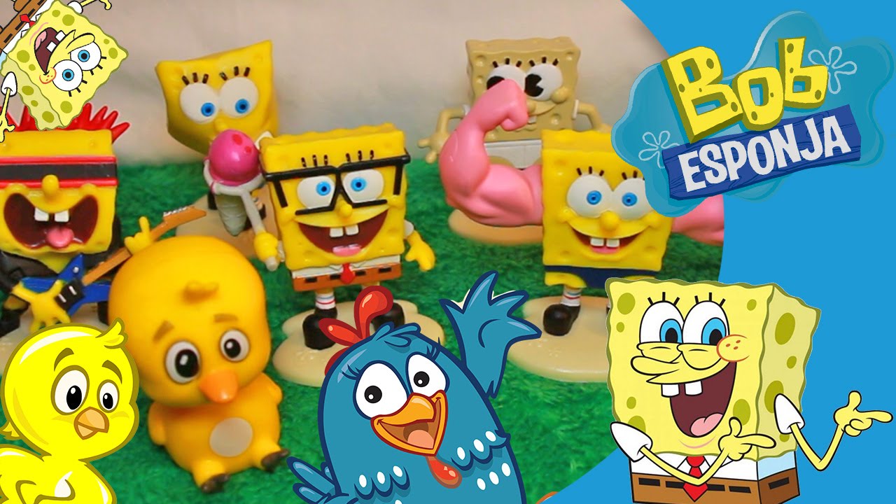 BOB ESPONJA HALL DA FAMA BONECOS VINIL GALINHA PINTADINHA PINTINHO AMARELINHO NOVELINHA VIDEO