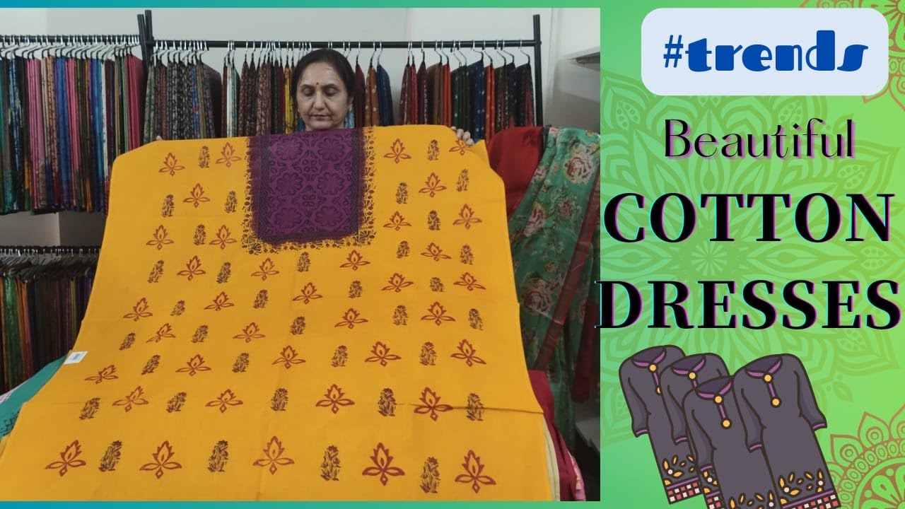 Ethnic Block Printed Cotton Dresses Collection Floral Printed Cotton