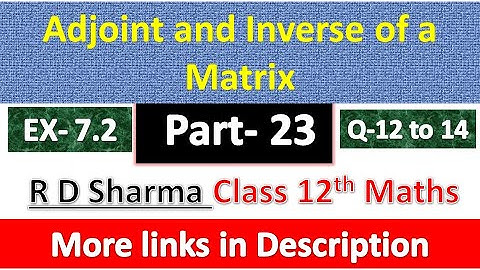 Adjoint and Inverse of a Matrix | Class 12th Maths Solution | Dhanpat Rai Publication | Part 23
