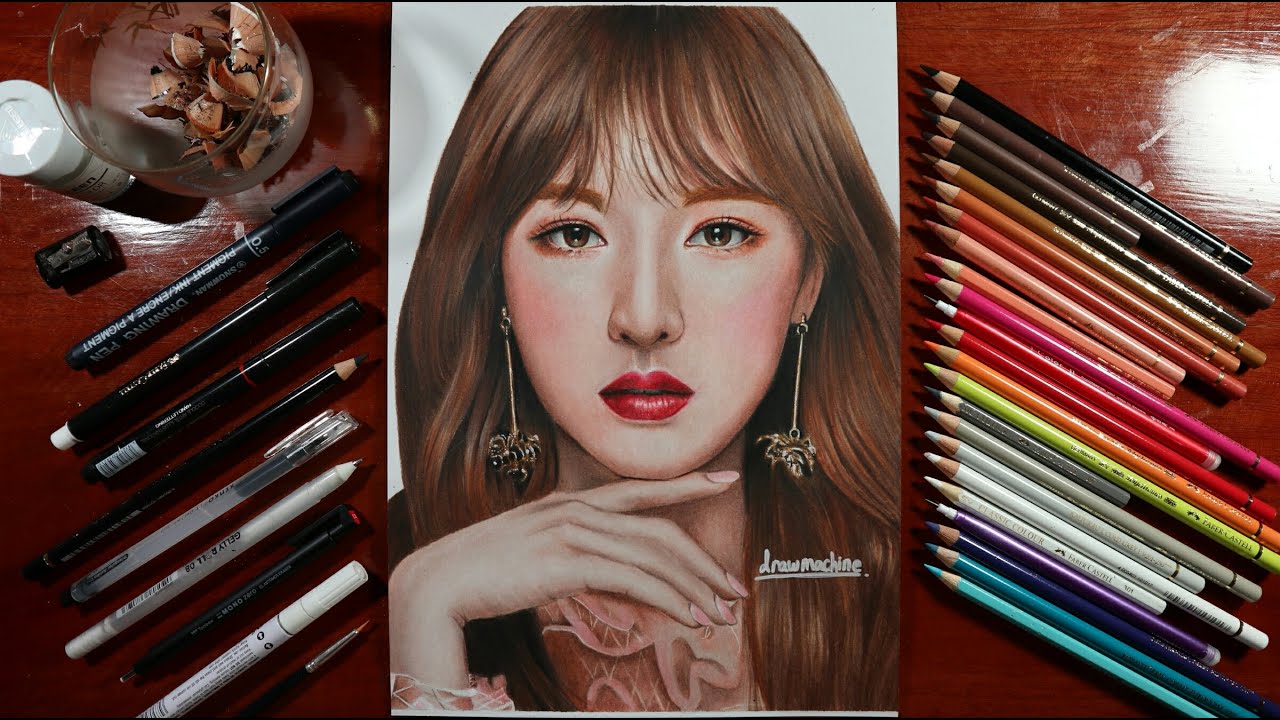 Red Velvet: Wendy - Speed Drawing Colored Pencil | drawmachine - YouTube