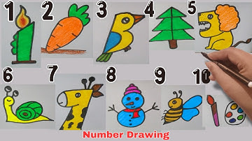 How to draw using Numbers 1 To 10 | Numbers Drawing For kids😂👍