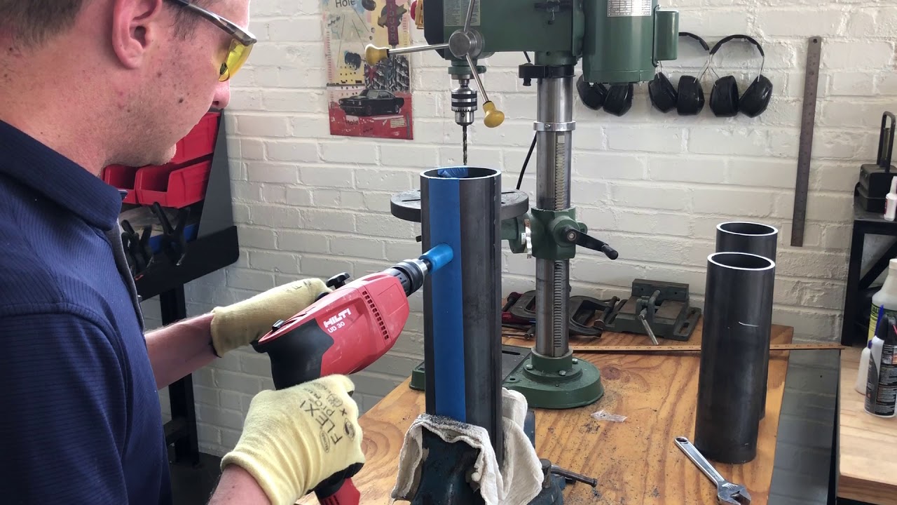11/8" hole saw test in Schedule 40 steel pipe YouTube