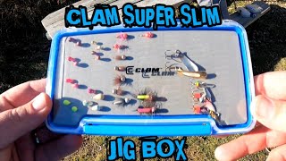 Clam Super Slim Ice Jig Box (Review and un boxing) 