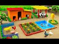 Diy farm diorama with house cow pig  mini hand pump supply water for grow farm  hp mini diyfarm