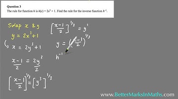 2012 VCE Maths Methods Exam 1 Q3 find inverse of cubic Functions and Relations