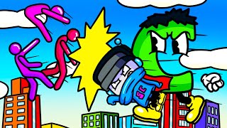 We Launch the Hulk and Superman at Dumb Ragdolls in Human Ragdoll Shooter! screenshot 5