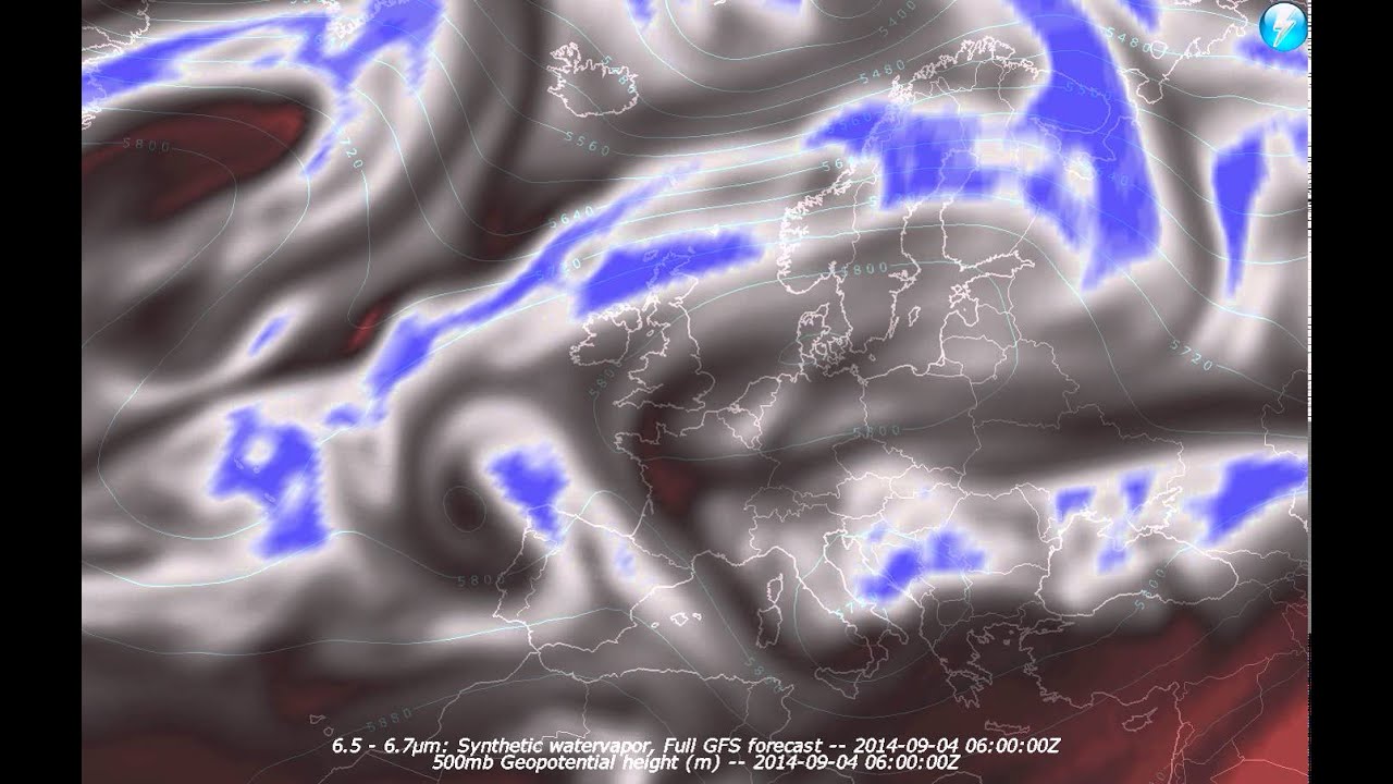 Full synthetic watervaporloop (6.5 - 6.7µm), based on NCEP's GFS